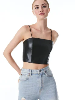 Alice and Olivia PEARLE VEGAN LEATHER SPAGHETTI STRAP BUSTIER *FEATURED SHOPS | FEATURED SHOPS | CLOTHING