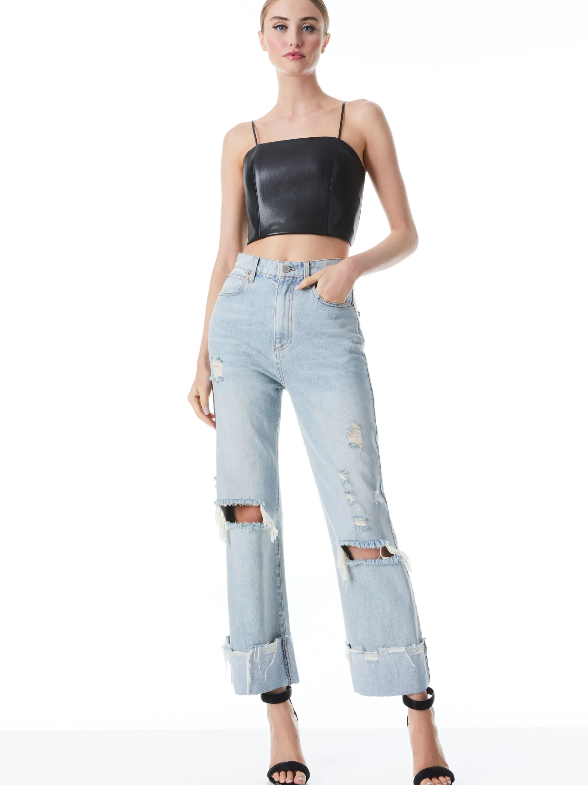 Alice and Olivia PEARLE VEGAN LEATHER SPAGHETTI STRAP BUSTIER *FEATURED SHOPS | FEATURED SHOPS | CLOTHING