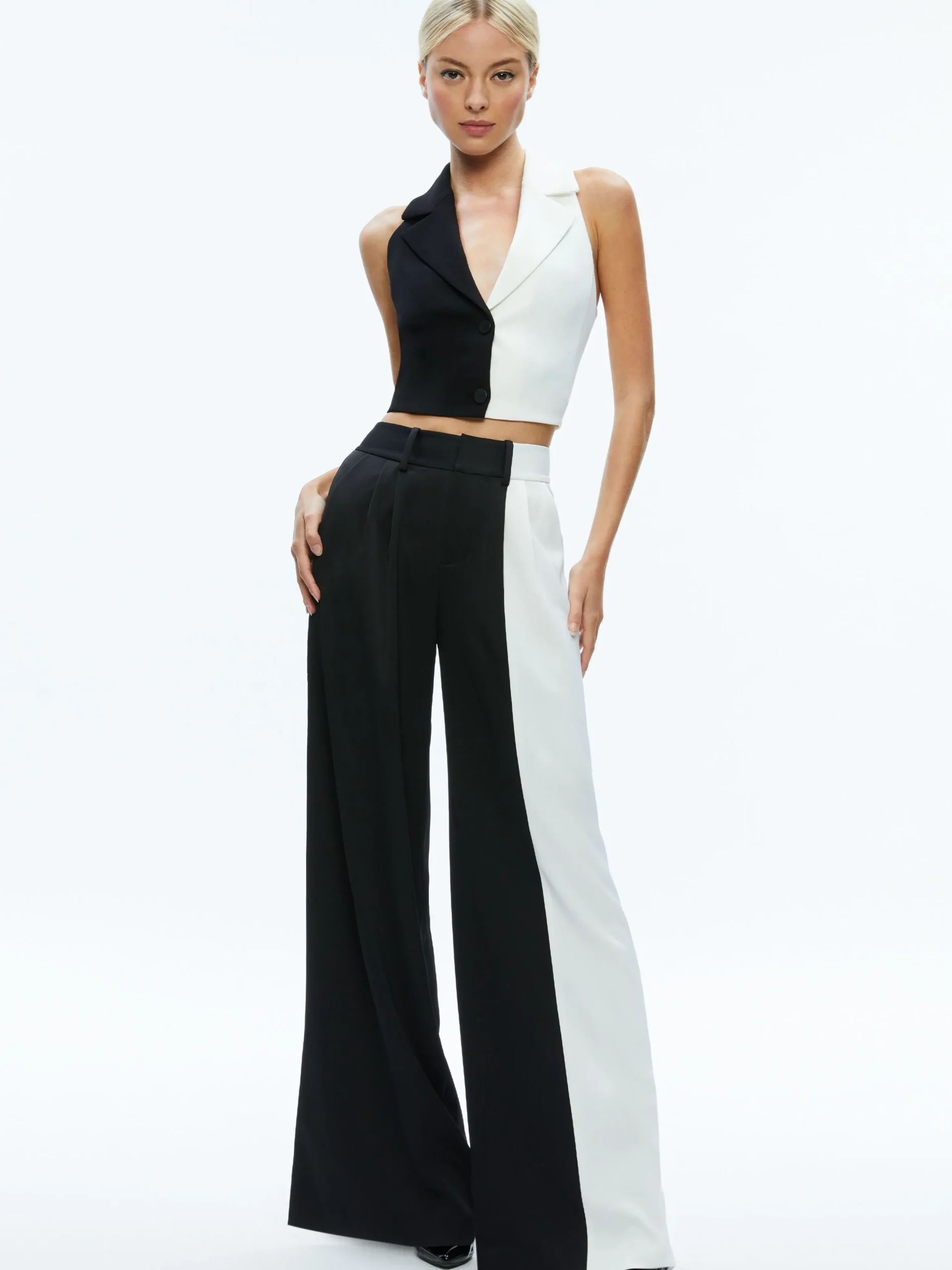 Alice and Olivia POMPEY COLOR BLOCK PANT BLACK/OFF WHITE*FEATURED SHOPS | FEATURED SHOPS | CLOTHING