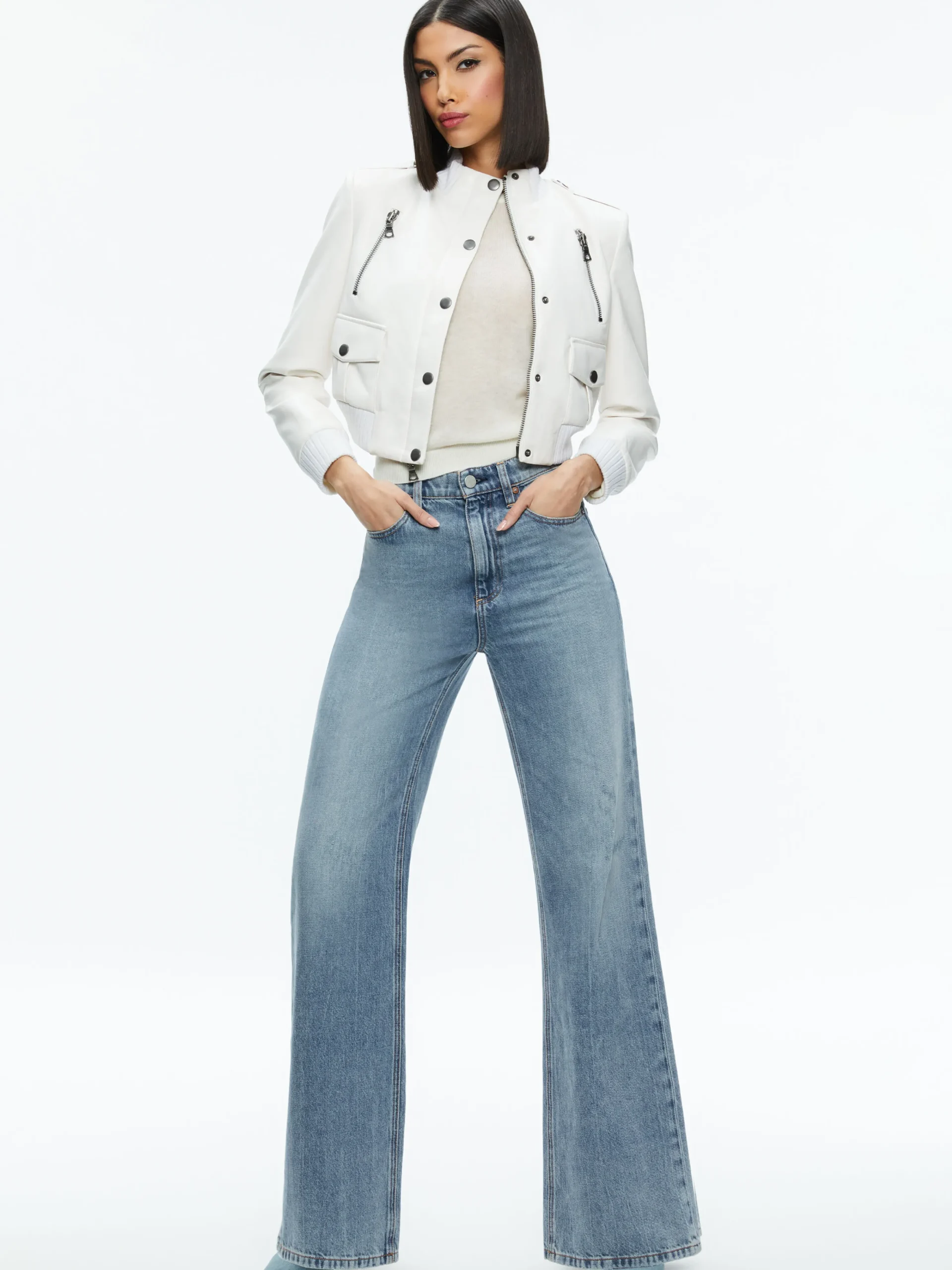 Alice and Olivia RIA VEGAN LEATHER MOTO JACKET OFF WHITE*FEATURED SHOPS | FEATURED SHOPS | CLOTHING