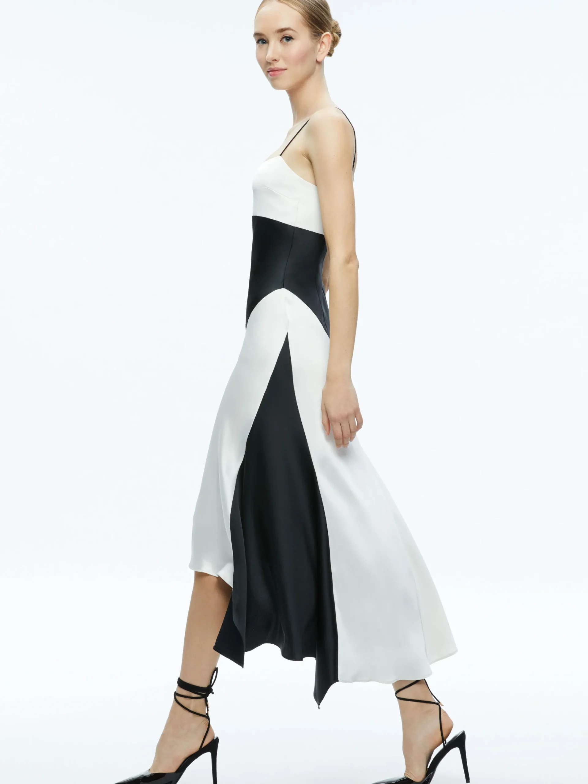 Alice and Olivia ROSA ASYMMETRICAL SLIP DRESS OFF WHITE/BLACK*FEATURED SHOPS | DRESSES | DRESSES | CLOTHING