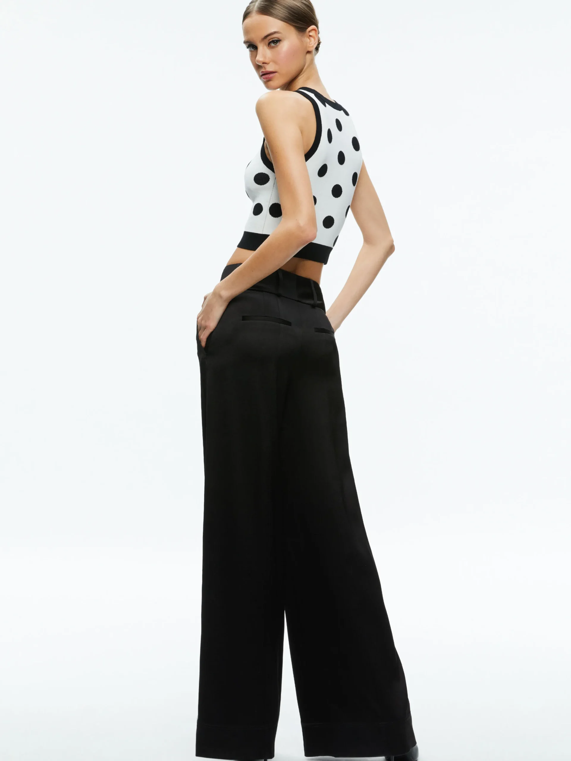 Alice and Olivia RYDEL CROPPED TANK BLACK/SOFT WHITE*CLOTHING
