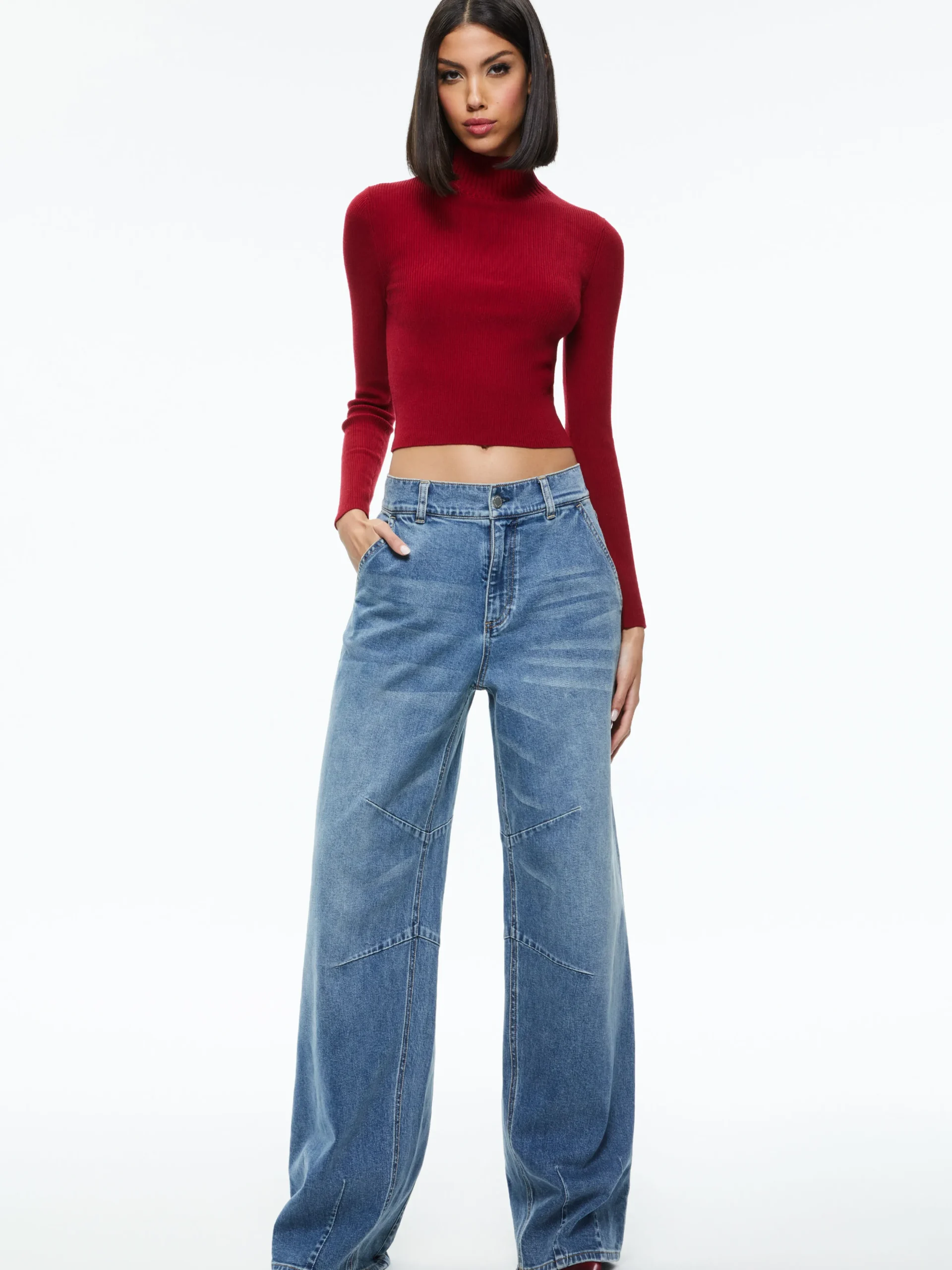 Alice and Olivia SENAIDA CROPPED MOCK NECK PULLOVER *CLOTHING