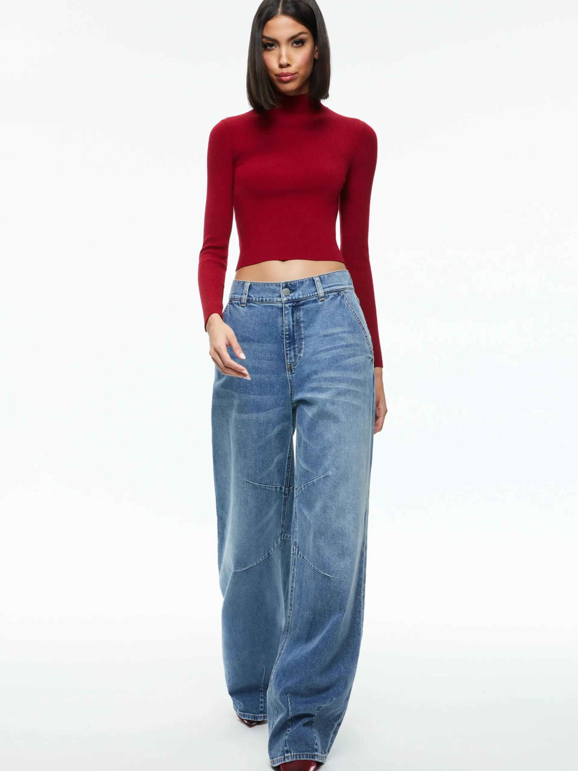 Alice and Olivia SENAIDA CROPPED MOCK NECK PULLOVER *CLOTHING
