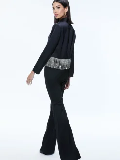 Alice and Olivia SHAN CRYSTAL FRINGE BLAZER BLACK*CLOTHING