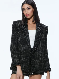 Alice and Olivia SHAN TWEED CHAIN TRIM BLAZER + JALEN CHAIN MINI SKIRT *CLOTHING
