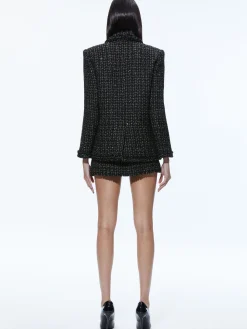 Alice and Olivia SHAN TWEED CHAIN TRIM BLAZER BLACK/GOLD*CLOTHING | CLOTHING
