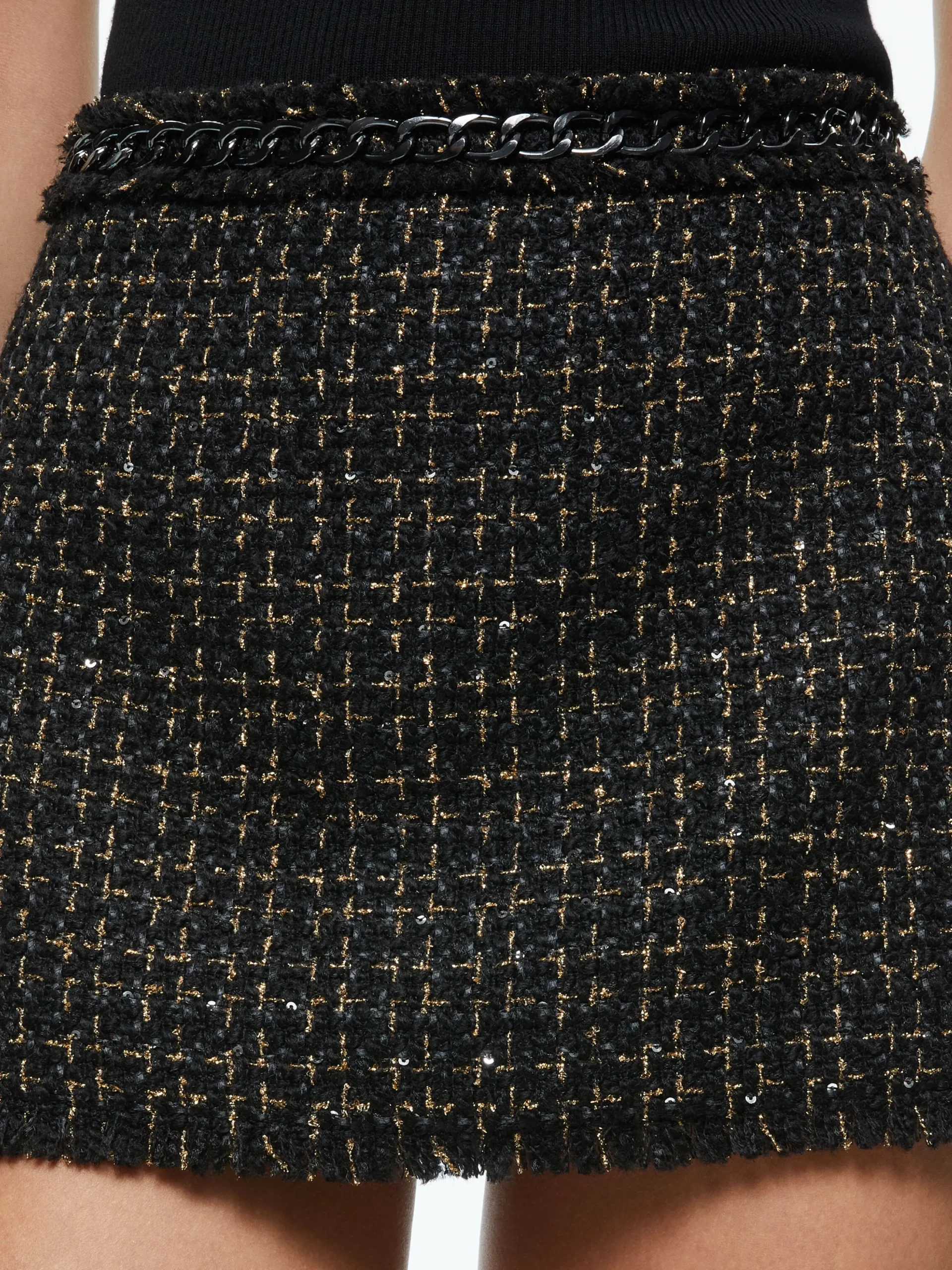 Alice and Olivia SHAN TWEED CHAIN TRIM BLAZER + JALEN CHAIN MINI SKIRT *CLOTHING