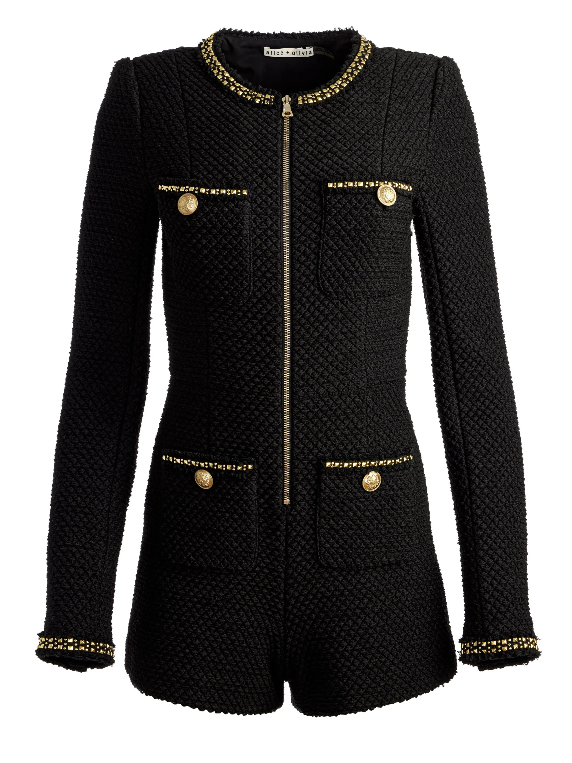 Alice and Olivia SHILOH GOLD ZIPPER ROMPER BLACK*FEATURED SHOPS | FEATURED SHOPS | FEATURED SHOPS | CLOTHING