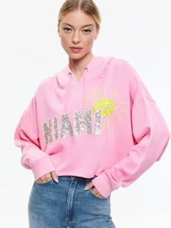 Alice and Olivia SUNNY BOXY CROPPED HOODIE BALLET SLIPPER*CLOTHING | CLOTHING