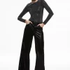 Alice and Olivia TAEYN EMBELLISHED CREW NECK BODYSUIT BLACK/SILVER*CLOTHING