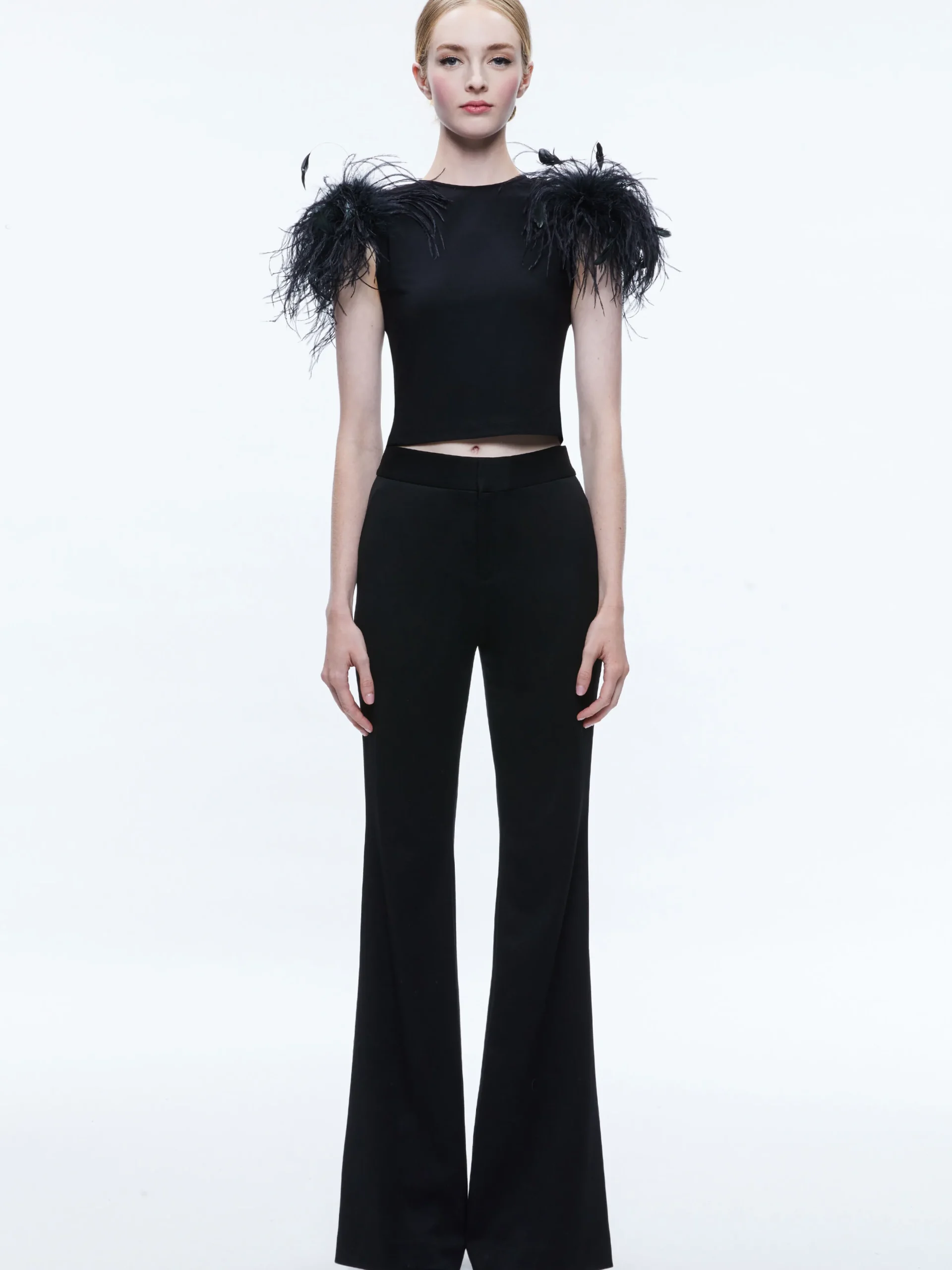 Alice and Olivia TAMICA FEATHER DETAIL TOP *CLOTHING