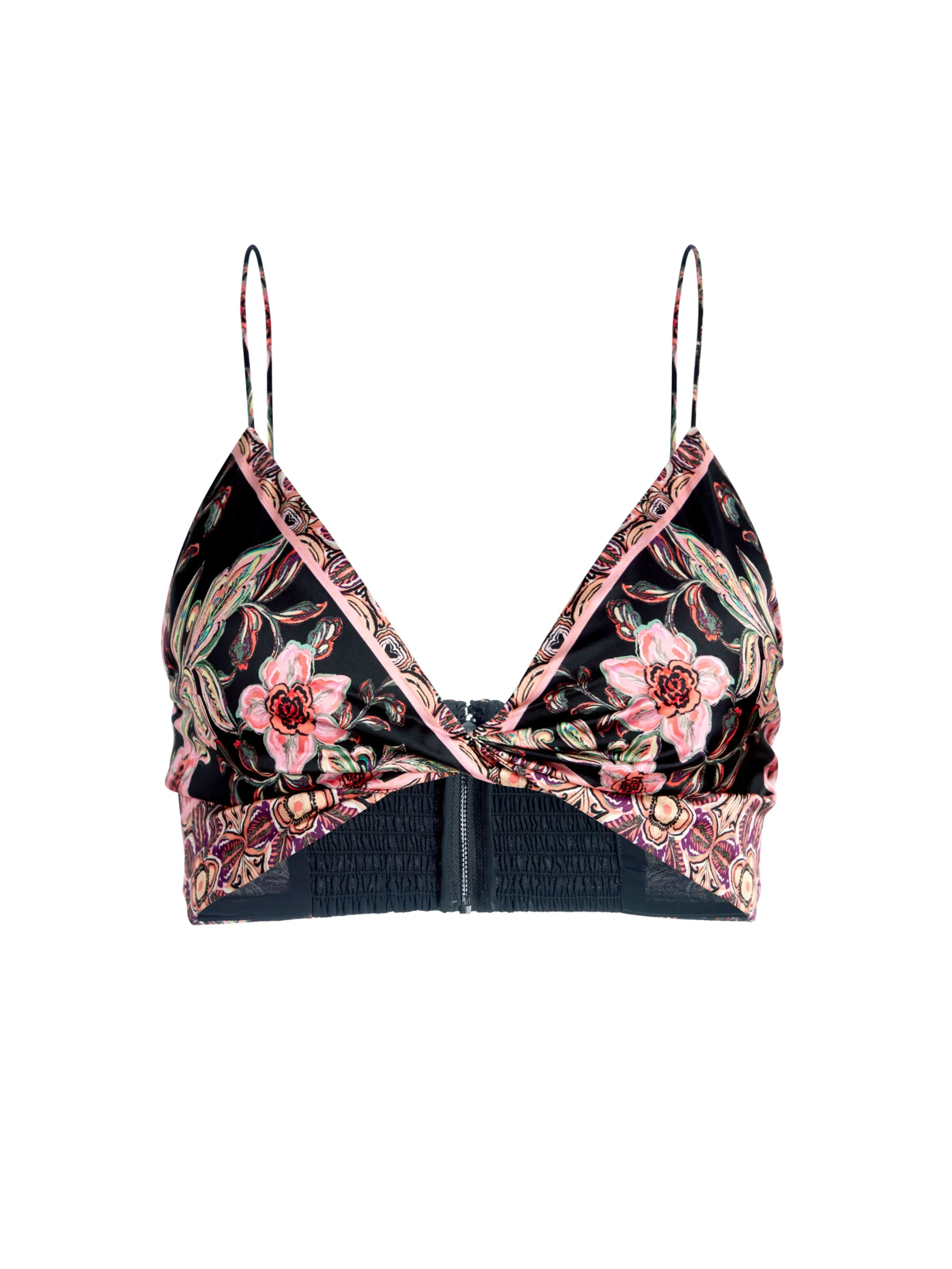 Alice and Olivia TAY TWIST FRONT BRALETTE CANOPY TILE BLACK*CLOTHING