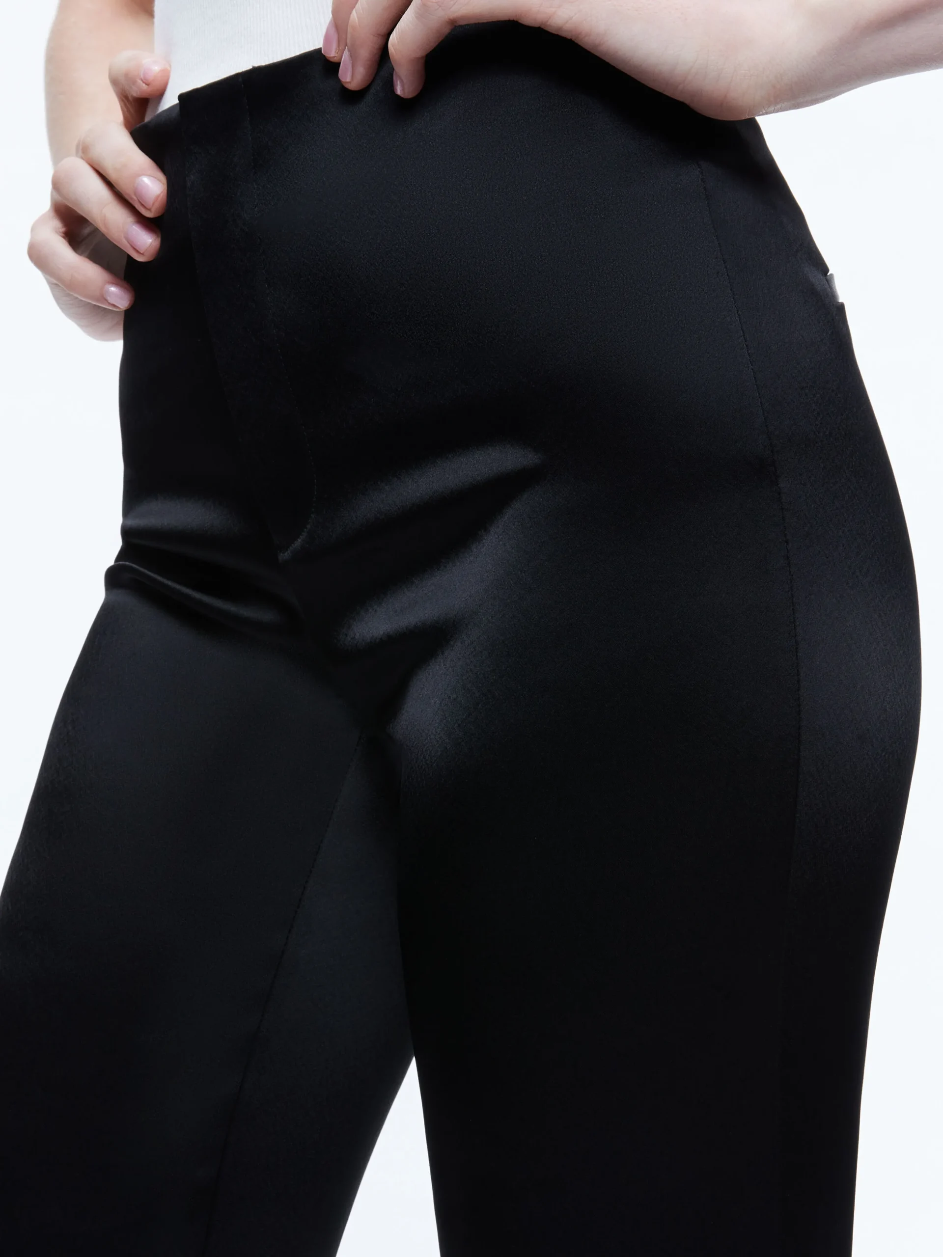 Alice and Olivia TEENY SATIN BOOTCUT PANT BLACK*CLOTHING | CLOTHING
