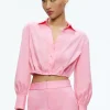 Alice and Olivia TRUDY CROPPED BUTTON DOWN CHERRY BLOSSOM*FEATURED SHOPS | CLOTHING