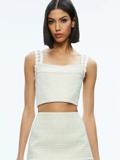 Alice and Olivia VICENTA EMBELLISHED STRUCTURED CORSET OFF WHITE MULTI*CLOTHING