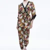 Alice and Olivia WALDA WRAP FRONT JUMPSUIT JUNIPER FLORAL BLACK*CLOTHING