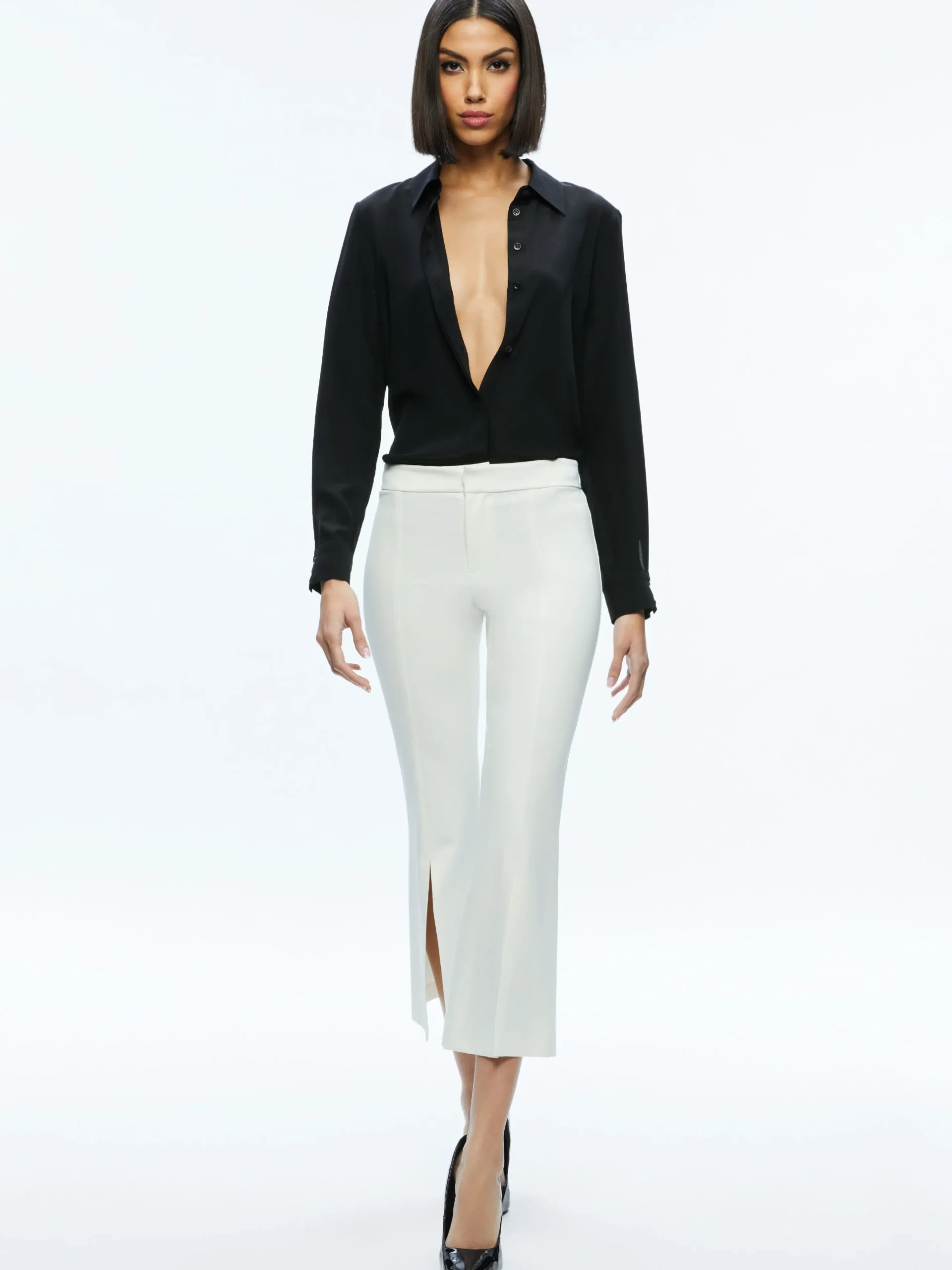 Alice and Olivia WALKER SLIT HEM PANT OFF WHITE*FEATURED SHOPS | CLOTHING | CLOTHING