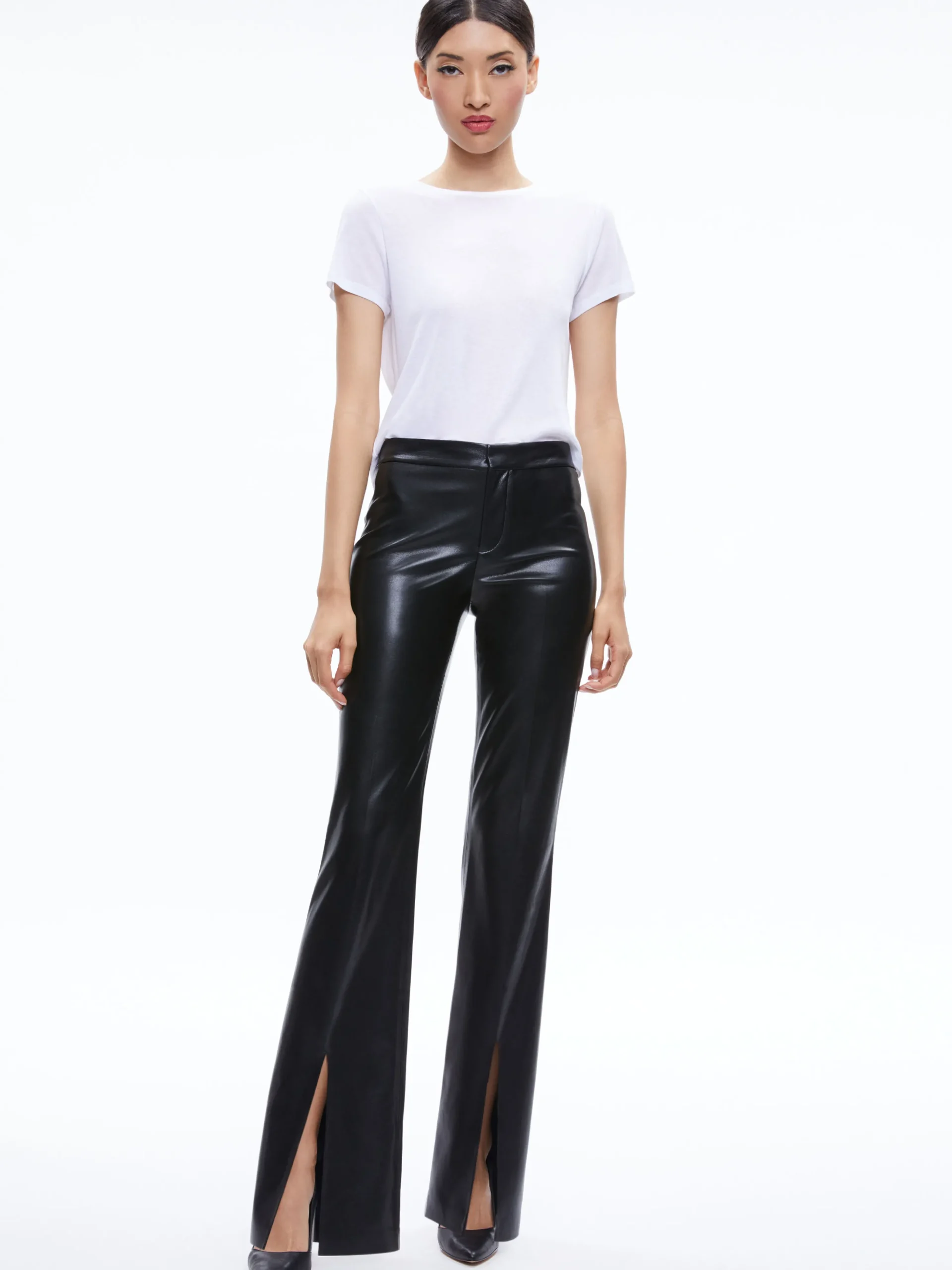 Alice and Olivia WALKER VEGAN LEATHER FRONT SLIT PANT *FEATURED SHOPS | FEATURED SHOPS | CLOTHING