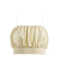 Alice and Olivia WENDEE RUCHED CROP TOP GOLD*CLOTHING