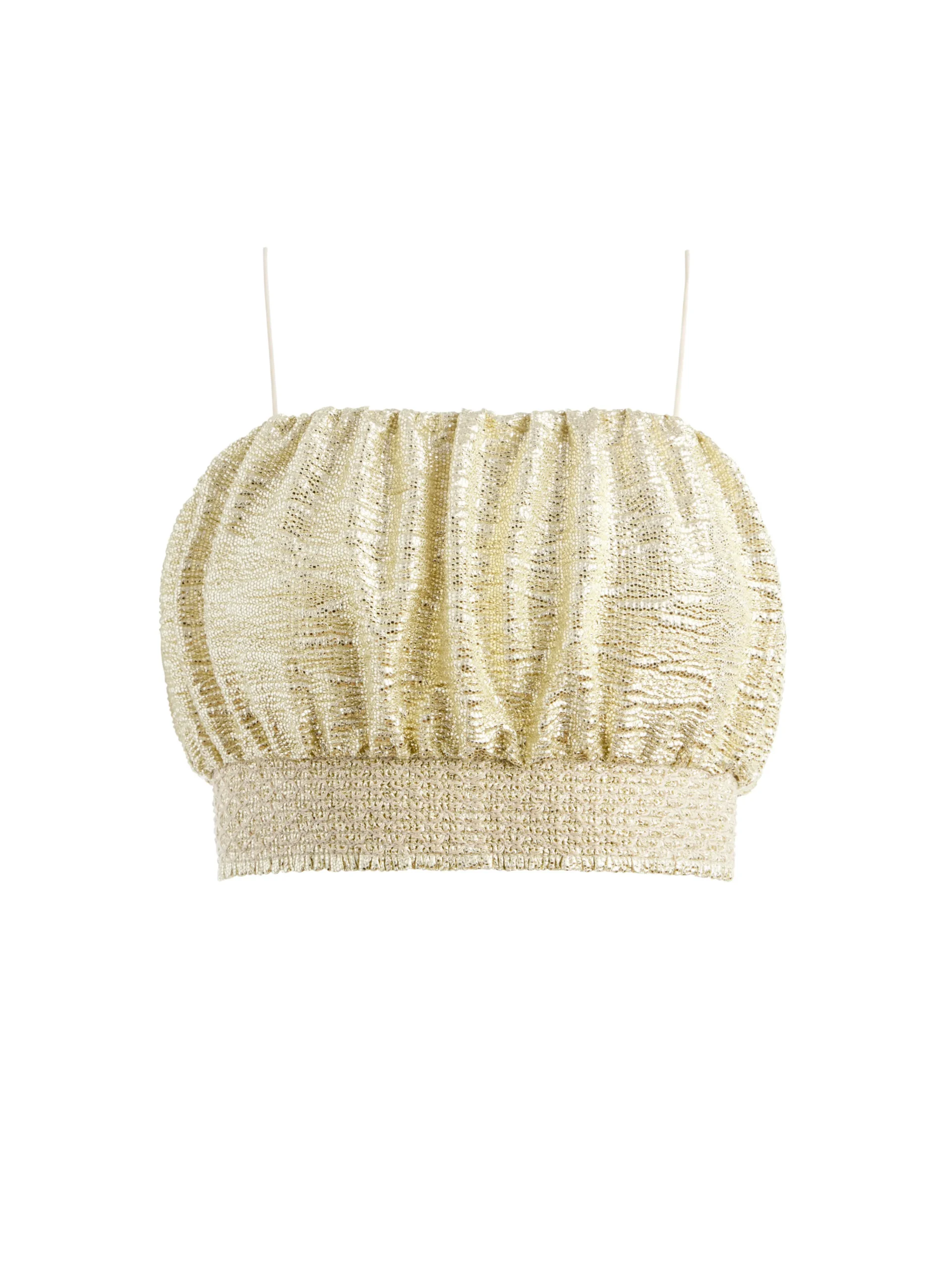 Alice and Olivia WENDEE RUCHED CROP TOP GOLD*CLOTHING