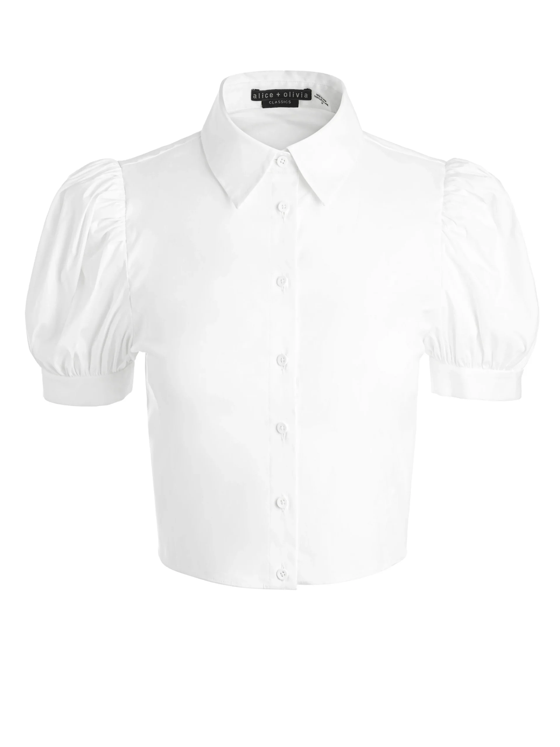 Alice and Olivia WILLA CROPPED PUFF SLEEVE BUTTON DOWN OFF WHITE*FEATURED SHOPS | FEATURED SHOPS | FEATURED SHOPS | CLOTHING