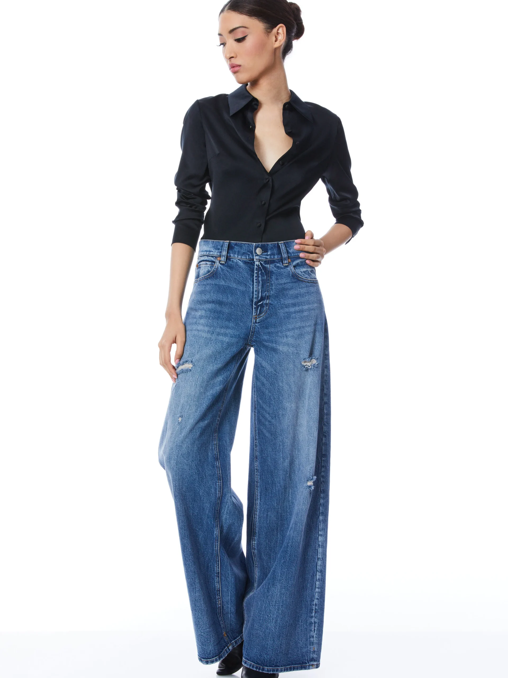 Alice and Olivia WILLA FITTED PLACKET TOP *FEATURED SHOPS | FEATURED SHOPS | CLOTHING