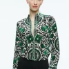 Alice and Olivia WILLA PLACKET TOP MONARCH LIGHT EMERALD SMALL*FEATURED SHOPS | CLOTHING