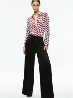 Alice and Olivia WILLA PLACKET TOP WITH PIPING KISS KISS BLUE*FEATURED SHOPS | CLOTHING