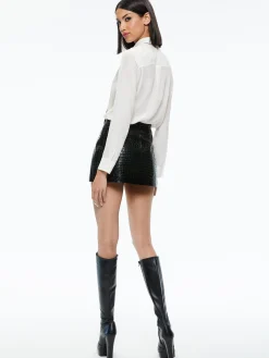 Alice and Olivia WILLA PLACKET TOP WITH TIE *CLOTHING
