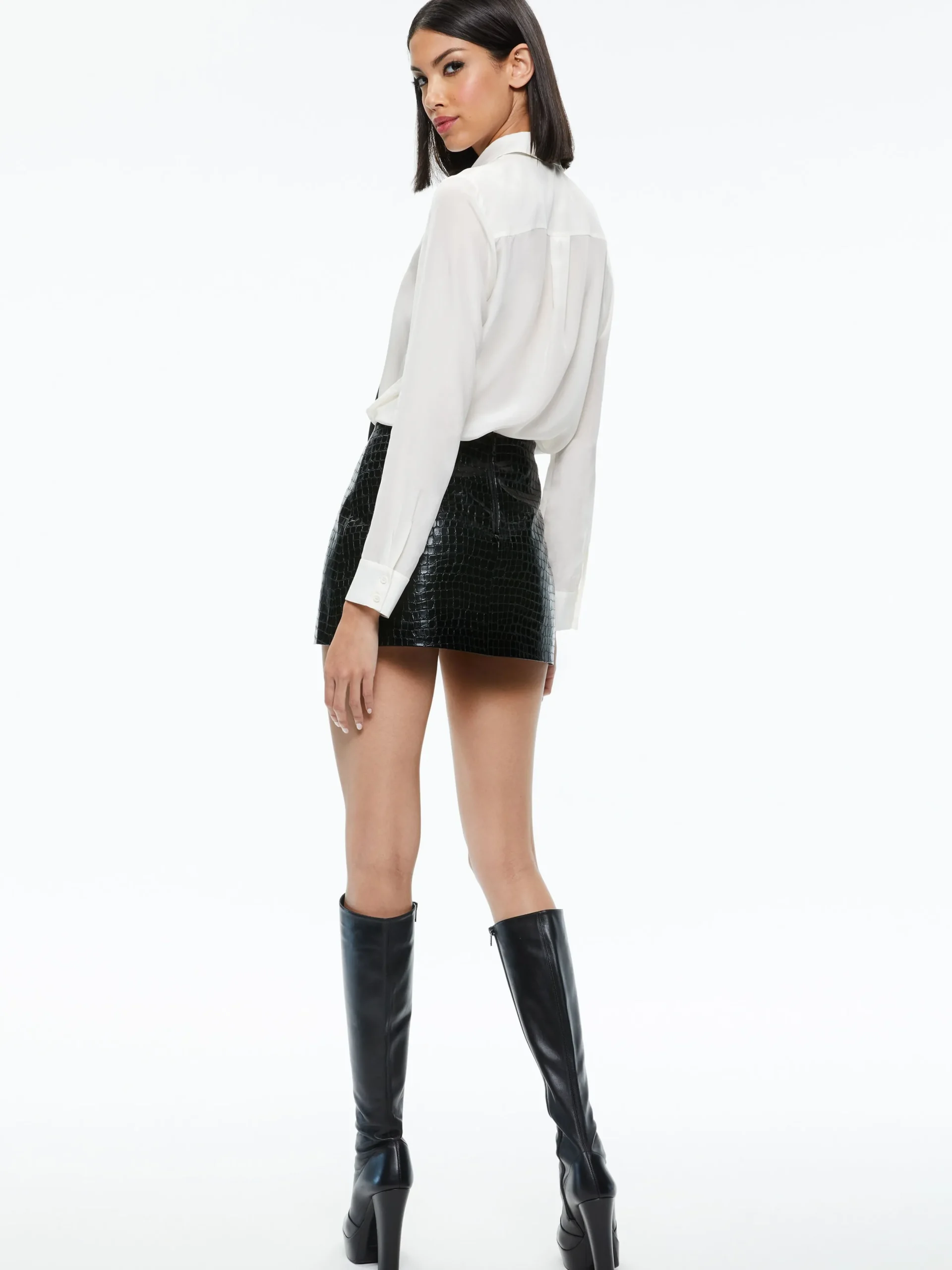 Alice and Olivia WILLA PLACKET TOP WITH TIE *CLOTHING