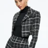 Alice and Olivia YARDLEY CROPPED FRAY HEM JACKET BLACK/OFF WHITE*FEATURED SHOPS | CLOTHING